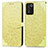 Leather Case Stands Fashionable Pattern Flip Cover Holder S04D for Oppo K9S 5G Yellow