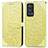 Leather Case Stands Fashionable Pattern Flip Cover Holder S04D for Oppo Reno6 Pro+ Plus 5G Yellow