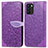 Leather Case Stands Fashionable Pattern Flip Cover Holder S04D for Oppo Reno6 Z 5G Purple