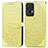 Leather Case Stands Fashionable Pattern Flip Cover Holder S04D for Oppo Reno7 Pro 5G Yellow