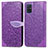 Leather Case Stands Fashionable Pattern Flip Cover Holder S04D for Samsung Galaxy A71 5G Purple