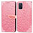 Leather Case Stands Fashionable Pattern Flip Cover Holder S04D for Samsung Galaxy A71 5G Rose Gold