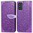 Leather Case Stands Fashionable Pattern Flip Cover Holder S04D for Samsung Galaxy F52 5G Purple