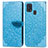 Leather Case Stands Fashionable Pattern Flip Cover Holder S04D for Samsung Galaxy M31 Blue