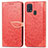 Leather Case Stands Fashionable Pattern Flip Cover Holder S04D for Samsung Galaxy M31 Red