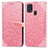 Leather Case Stands Fashionable Pattern Flip Cover Holder S04D for Samsung Galaxy M31 Rose Gold