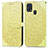 Leather Case Stands Fashionable Pattern Flip Cover Holder S04D for Samsung Galaxy M31 Yellow
