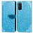 Leather Case Stands Fashionable Pattern Flip Cover Holder S04D for Samsung Galaxy S20 Blue