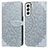 Leather Case Stands Fashionable Pattern Flip Cover Holder S04D for Samsung Galaxy S21 5G Gray