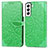 Leather Case Stands Fashionable Pattern Flip Cover Holder S04D for Samsung Galaxy S22 5G Green