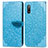 Leather Case Stands Fashionable Pattern Flip Cover Holder S04D for Sony Xperia Ace II Blue