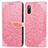 Leather Case Stands Fashionable Pattern Flip Cover Holder S04D for Sony Xperia Ace II Rose Gold