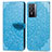 Leather Case Stands Fashionable Pattern Flip Cover Holder S04D for Vivo Y76 5G Blue