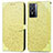 Leather Case Stands Fashionable Pattern Flip Cover Holder S04D for Vivo Y76 5G Yellow