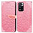 Leather Case Stands Fashionable Pattern Flip Cover Holder S04D for Xiaomi Redmi Note 11 Pro+ Plus 5G Rose Gold