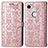 Leather Case Stands Fashionable Pattern Flip Cover Holder S05D for Google Pixel 3a XL Rose Gold