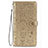 Leather Case Stands Fashionable Pattern Flip Cover Holder S05D for Samsung Galaxy S21 5G Gold