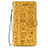 Leather Case Stands Fashionable Pattern Flip Cover Holder S05D for Samsung Galaxy S22 5G Yellow