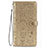 Leather Case Stands Fashionable Pattern Flip Cover Holder S05D for Samsung Galaxy S23 5G Gold