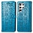 Leather Case Stands Fashionable Pattern Flip Cover Holder S05D for Samsung Galaxy S23 Ultra 5G Blue