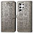 Leather Case Stands Fashionable Pattern Flip Cover Holder S05D for Samsung Galaxy S23 Ultra 5G Gray