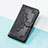 Leather Case Stands Fashionable Pattern Flip Cover Holder S07D for Google Pixel 4a 5G Black