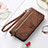 Leather Case Stands Fashionable Pattern Flip Cover Holder S07D for Samsung Galaxy S21 5G Brown