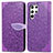 Leather Case Stands Fashionable Pattern Flip Cover Holder S07D for Samsung Galaxy S21 Ultra 5G Purple