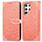 Leather Case Stands Fashionable Pattern Flip Cover Holder S07D for Samsung Galaxy S22 Ultra 5G Orange