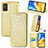 Leather Case Stands Fashionable Pattern Flip Cover Holder S09D for Huawei Honor X10 Max 5G Gold