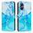 Leather Case Stands Fashionable Pattern Flip Cover Holder Y01X for Oppo Reno7 Lite 5G Blue