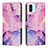 Leather Case Stands Fashionable Pattern Flip Cover Holder Y01X for Xiaomi Redmi A2 Purple