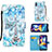 Leather Case Stands Fashionable Pattern Flip Cover Holder Y02B for Samsung Galaxy A11 Mint Blue