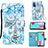 Leather Case Stands Fashionable Pattern Flip Cover Holder Y02B for Samsung Galaxy A52 5G Mint Blue