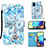 Leather Case Stands Fashionable Pattern Flip Cover Holder Y02B for Samsung Galaxy A71 5G Mint Blue