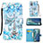 Leather Case Stands Fashionable Pattern Flip Cover Holder Y02B for Samsung Galaxy Note 20 5G Mint Blue