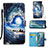Leather Case Stands Fashionable Pattern Flip Cover Holder Y02B for Samsung Galaxy Note 20 5G Navy Blue