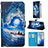 Leather Case Stands Fashionable Pattern Flip Cover Holder Y02B for Samsung Galaxy S20 Navy Blue