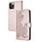 Leather Case Stands Fashionable Pattern Flip Cover Holder Y02X for Apple iPhone 13 Pro Max Rose Gold