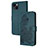 Leather Case Stands Fashionable Pattern Flip Cover Holder Y02X for Apple iPhone 14 Plus Green
