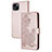 Leather Case Stands Fashionable Pattern Flip Cover Holder Y02X for Apple iPhone 14 Plus Rose Gold