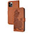 Leather Case Stands Fashionable Pattern Flip Cover Holder Y02X for Apple iPhone 14 Pro Brown
