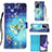 Leather Case Stands Fashionable Pattern Flip Cover Holder Y03B for Samsung Galaxy Note 20 Ultra 5G Sky Blue