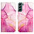 Leather Case Stands Fashionable Pattern Flip Cover Holder Y03B for Samsung Galaxy S21 5G Hot Pink