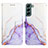 Leather Case Stands Fashionable Pattern Flip Cover Holder Y03B for Samsung Galaxy S21 5G Purple
