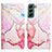 Leather Case Stands Fashionable Pattern Flip Cover Holder Y03B for Samsung Galaxy S21 Plus 5G Pink