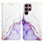Leather Case Stands Fashionable Pattern Flip Cover Holder Y03B for Samsung Galaxy S21 Ultra 5G Purple