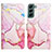 Leather Case Stands Fashionable Pattern Flip Cover Holder Y03B for Samsung Galaxy S22 5G Pink