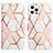 Leather Case Stands Fashionable Pattern Flip Cover Holder Y04B for Apple iPhone 13 Pro White