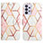 Leather Case Stands Fashionable Pattern Flip Cover Holder Y04B for Samsung Galaxy A52 5G White